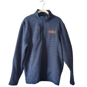 Eddie Bauer Men's Size L INDIO Embroidered Navy Blue 1/4 Quarter-Zip Pullover
